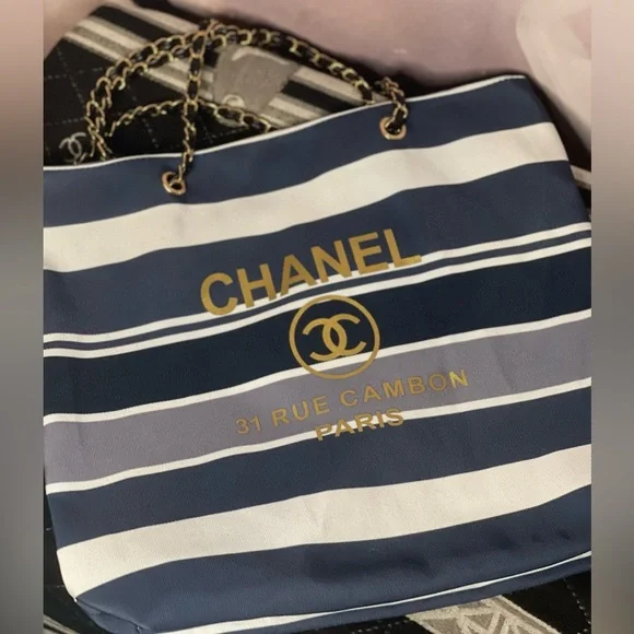 Blue/Gold Canvas Tote Bag - Picture 3 of 7